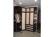 Мебель для большой прихожей выбеленный дуб, венге и вставки из кожи